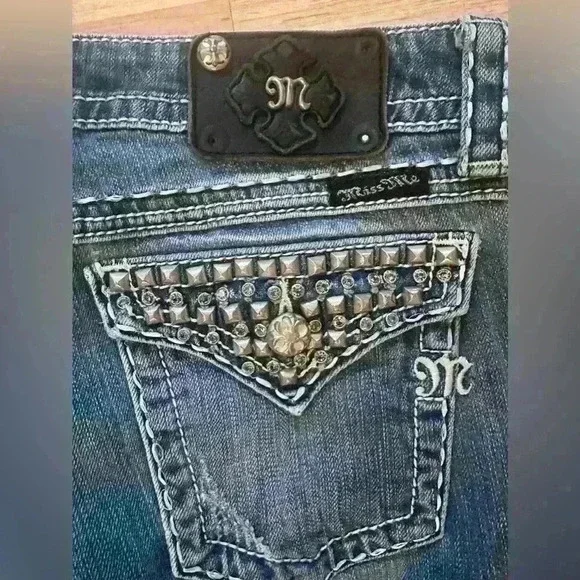 Miss Me Y2K Jeans Studded Pockets Size 28 🔥 - Picture 5 of 9